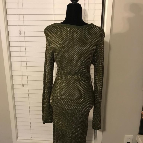 NEW BOOHOO GREEN/GOLD DRESS Size 10 - Picture 6 of 6